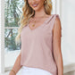Tie-Shoulder V-Neck Satin Tank Top