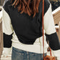Two-Tone Openwork Rib-Knit Sweater