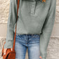 Half Button Dropped Shoulder Ribbed Sweater