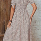 Animal Print Button Front V-Neck Tied Dress