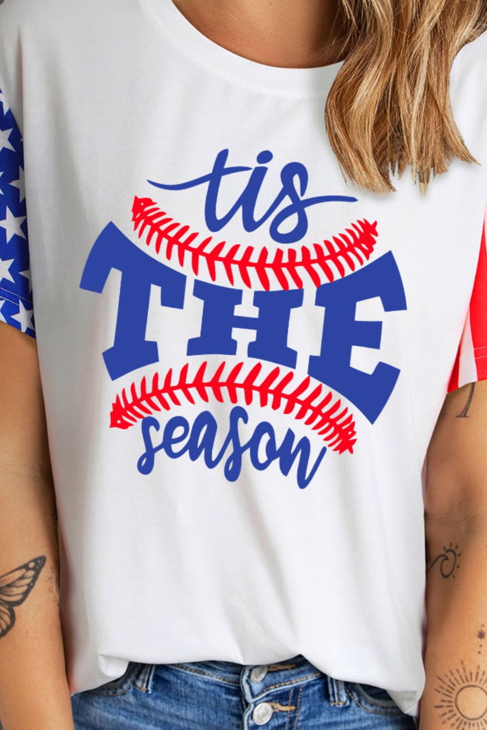 Stars and Stripes Graphic Round Neck Tee