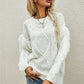 Mixed Knit Fringe Detail Round Neck Sweater