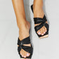 Qupid Ladies' Lunch Square Toe Crisscross Slide