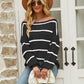 Striped Rib-Knit Off-Shoulder Sweater