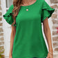 Textured Petal Sleeve Round Neck Tee