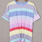 Rainbow Stripe Tie-Front Tee Shirt