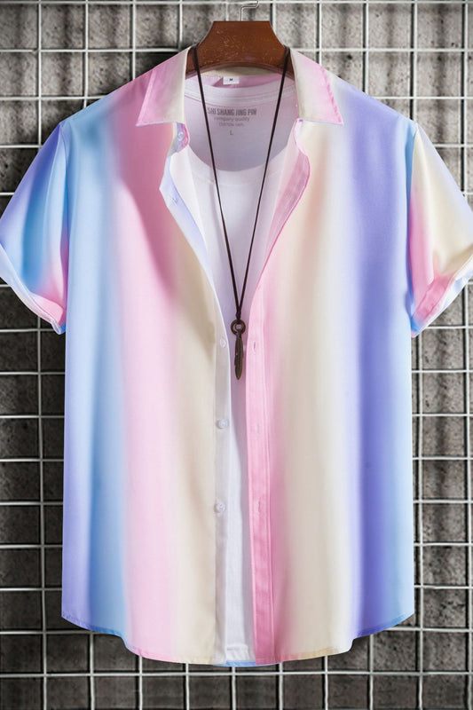 Tie-Dye Button-Up Short Sleeve Shirt