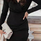 Puff Sleeve Surplice Neck Tulip Hem Dress