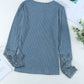 Crochet Lace Hem Sleeve Button Top