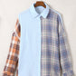 Plaid Color Block Textured Drop Shoulder Shirt Jacket