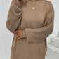 Cable-Knit Ribbed Trim Tunic Sweater