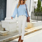 Raglan Sleeve Ribbed Trim Sweater