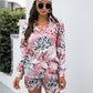 Floral Shirt and Shorts Set with Hair Scarf