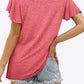 V-Neck Flutter Sleeve Tee Shirt