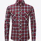 Plaid Button-Front Long Sleeve Shirt with Pockets