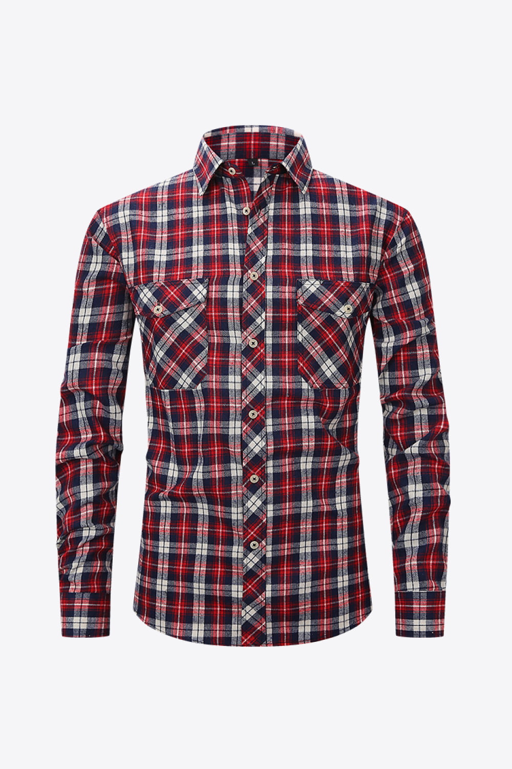 Plaid Button-Front Long Sleeve Shirt with Pockets