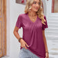 Ruched V-Neck Short Sleeve Tee