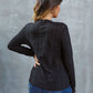 Eyelet Round Neck Long Sleeve Top