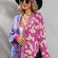Leopard Button Front Ribbed Trim Cardigan