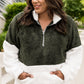 Plus Size Half Zipper Fleece Sweatshirt with Pocket