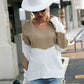 Two-Tone Ribbed Trim Dropped Shoulder V-Neck Sweater