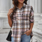 Plaid Curved Hem Dropped Shoulder Longline Shirt Jacket