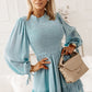 Smocked Tied Balloon Sleeve Mini Dress