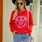 Smiley Face Graphic Dropped Shoulder Sweater