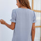 Swiss Dot Lace Trim Flounce Sleeve Blouse