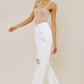 Kancan High-Rise Distressed Flare Jeans in White (Button-Fly)