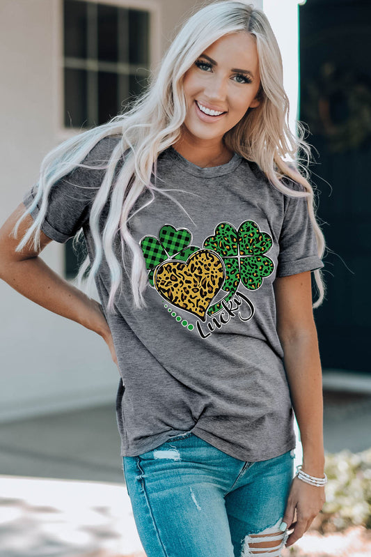 LUCKY Graphic Cuffed Short Sleeve Tee Shirt