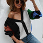 Contrast Button Front V-Neck Cardigan