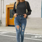 Mixed Knit Raglan Sleeve Sweater