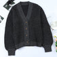Waffle-Knit Drop Shoulder Button-Down Cardigan