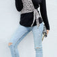 Leopard Waffle-Knit Tied Top