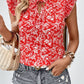 Floral Tie Neck Butterfly Sleeve Top