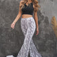 Snakeskin Print Flare Leg Pants