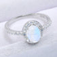 925 Sterling Silver Natural Moonstone Halo Ring