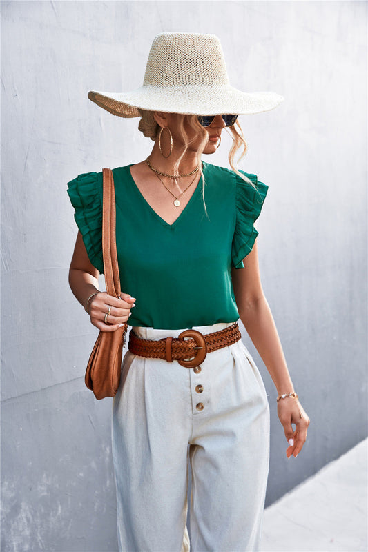Flutter Sleeve V-Neck Top