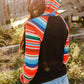 Multicolored Stripe Drawstring Raglan Sleeve Hoodie