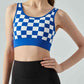 Round Neck Plaid Cropped Sports Tank Top