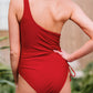 Drawstring Detail One-Shoulder One-Piece Swimsuit