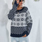 Snowflake Print Raglan Sleeve Sweater