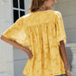 Applique Frill Trim Flutter Sleeve Blouse