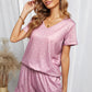 Polka Dot V-Neck Top and Ruffled Shorts Lounge Set