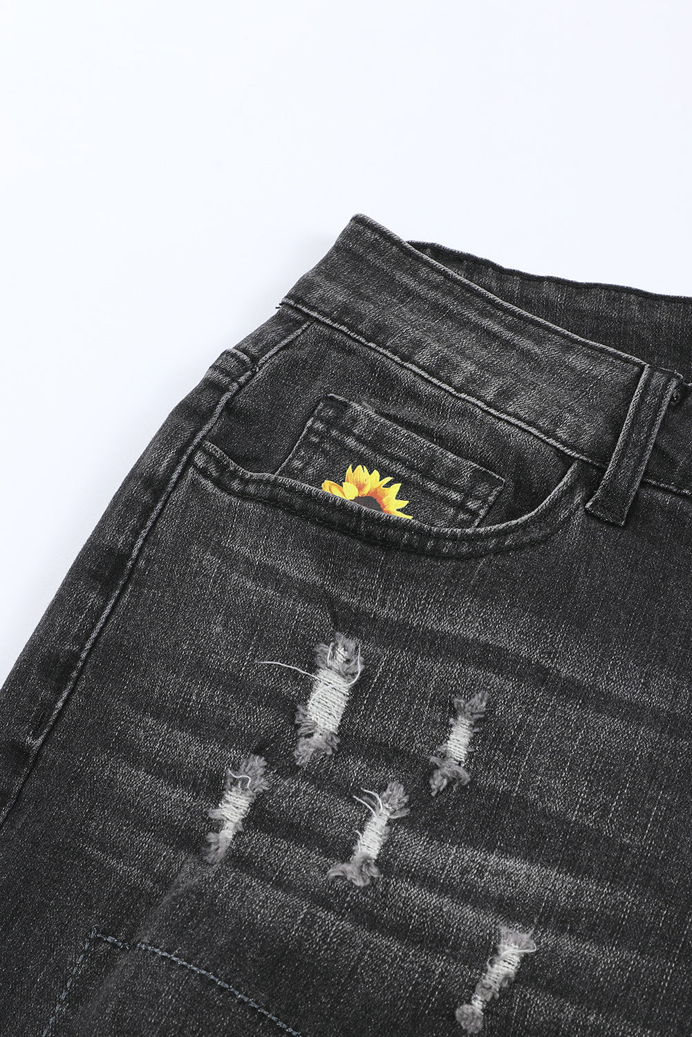 Sunflower Leopard Patchwork Distressed Jeans