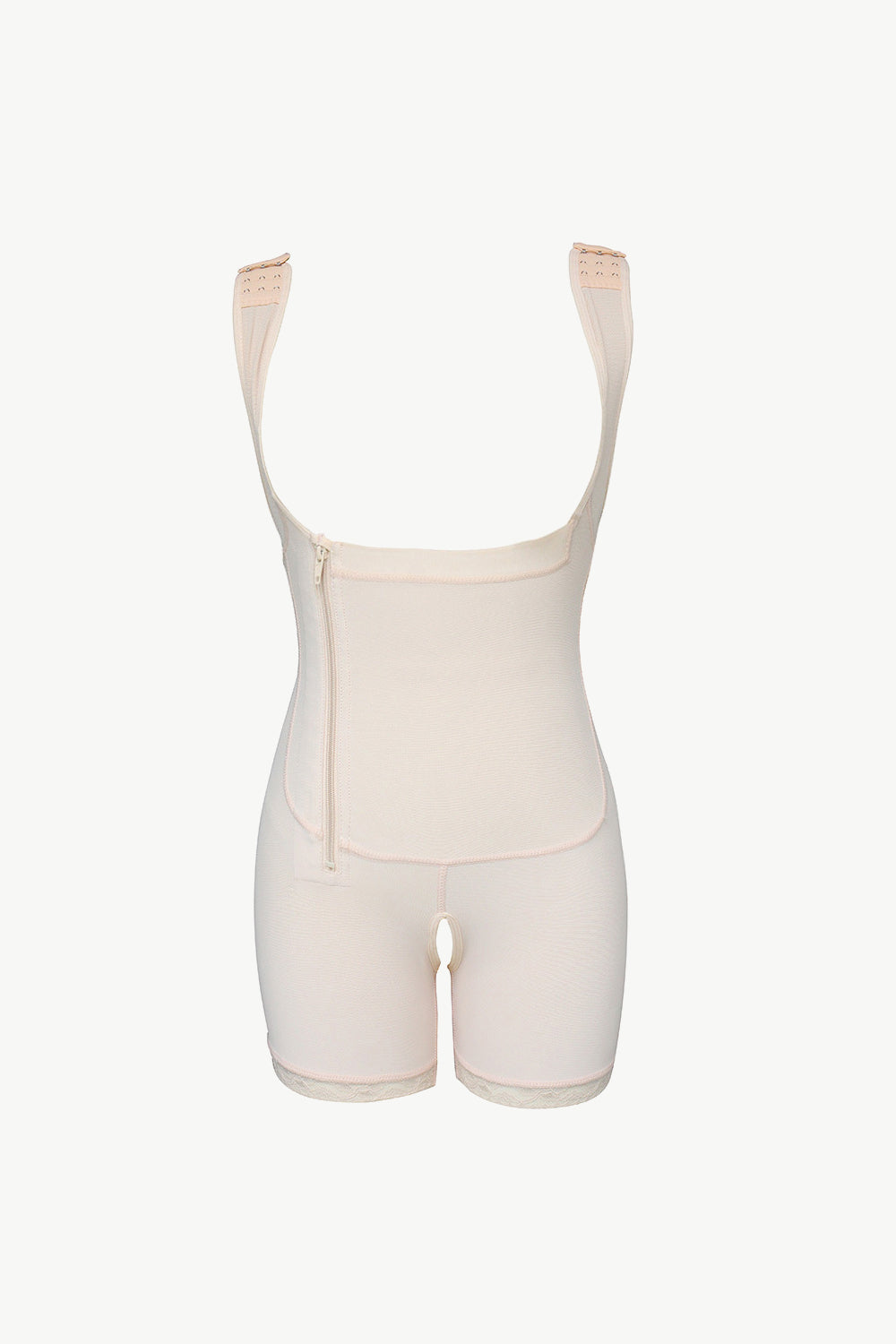 Full Size Zipper Detail Lace Trim Shapewear