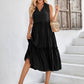 Tie Neck Frill Trim Sleeveless Dress