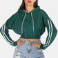 Full Size Side Stripe Elastic Waist Cropped Hoodie
