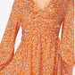 Floral Deep V Long Sleeve Dress